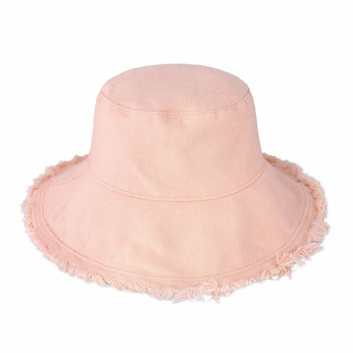 Wide Brim Frayed Bucket Hat